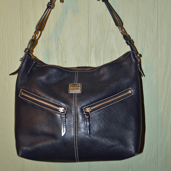 Dooney & Bourke Handbags - Dooney & Bourke Pebble Leather All Black Hobo